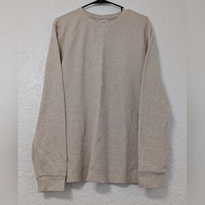 George Men's Thermal Henley Shirt with Long Sleeves. Beige color. Large